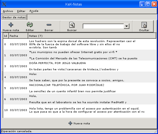 Pantalla principal